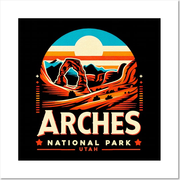 Arches National Park (Utah) Moab Utah Arches Vintage Sunset Wall Art by T-shirt US